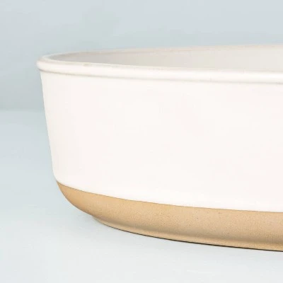 95oz Modern Rim Stoneware Oval Serving Bowl Cream/Clay - Hearth & Hand™ With Magnolia 4 95oz Modern Rim Stoneware Oval Serving Bowl Cream/Clay - Hearth & Hand™ With Magnolia - Image 2